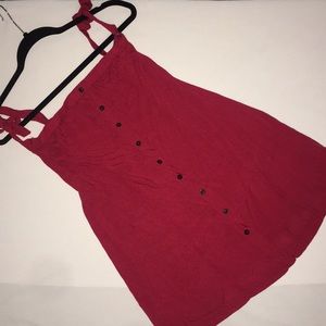Raspberry colored button down dress